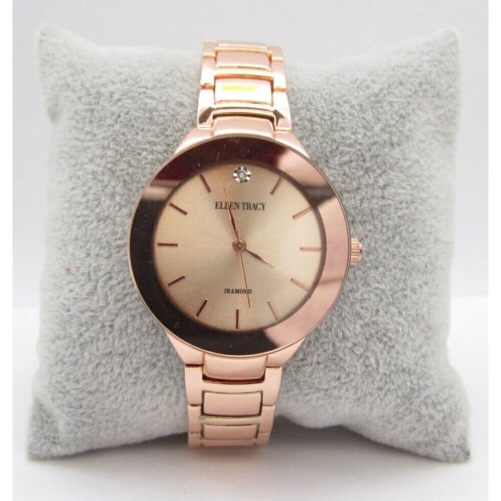 Women Ellen Tracy Diamond Quartz WR Analog 32mm Round Watch (H224) "New Battery"